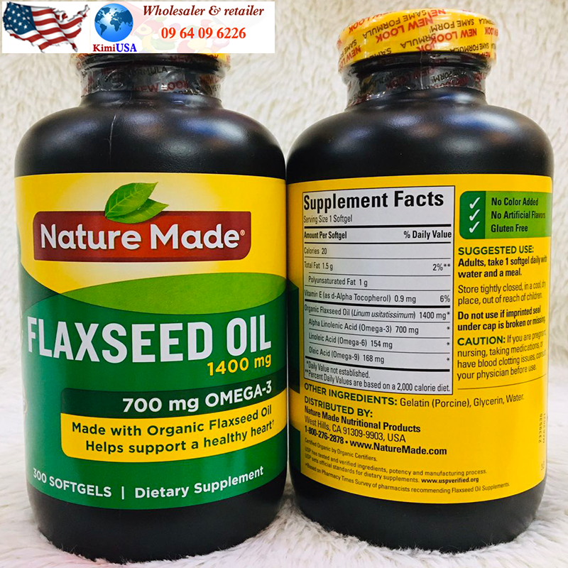 Flaxseed oil Nature Made (Omega 3-6-9) 300 viên - Viên uống hỗ trợ mắt + tim mạch của Mỹ