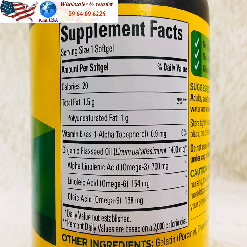 Flaxseed oil Nature Made (Omega 3-6-9) 300 viên - Viên uống hỗ trợ mắt + tim mạch của Mỹ