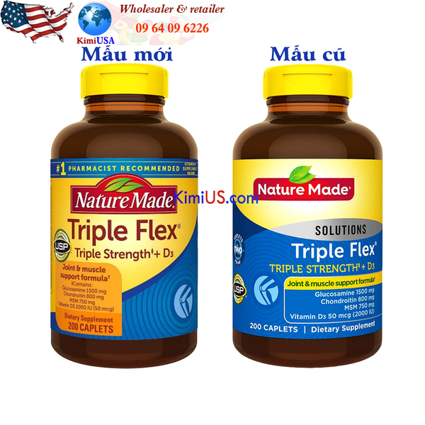  Triple Flex Nature Made 200 viên - Viên uống hỗ trợ điều trị xương khớp của Mỹ (USA) 