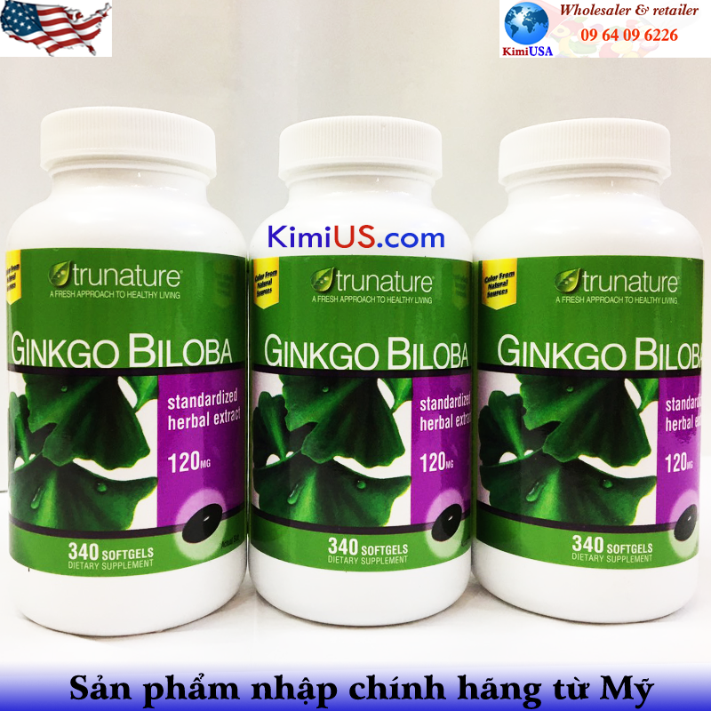 Ginkgo Biloba Trunature 120mg 340 viên - viên uống bổ não, tăng cường trí não của Mỹ (USA)