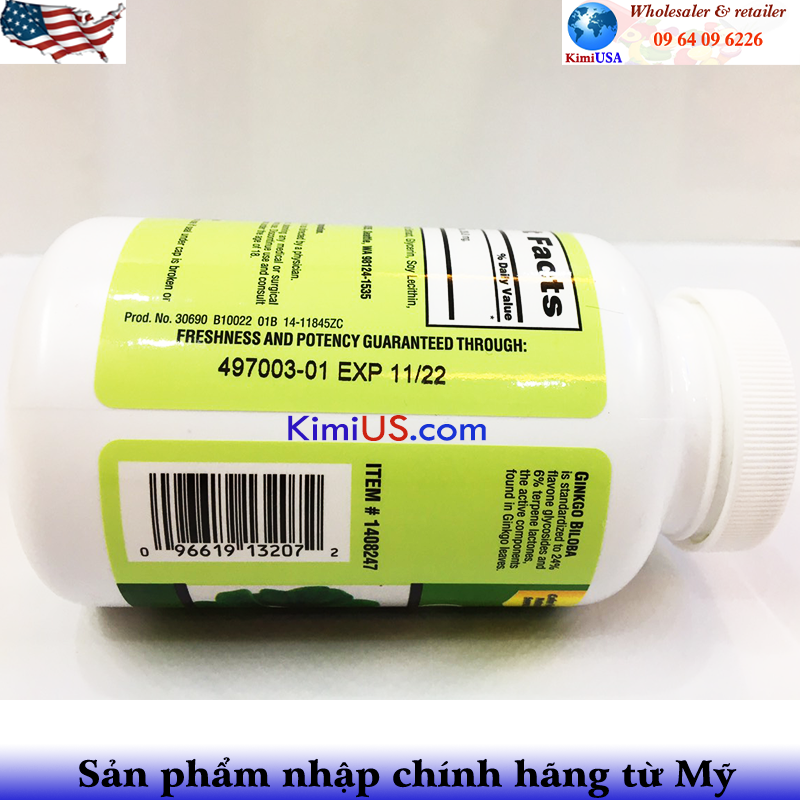 Ginkgo Biloba Trunature 120mg 340 viên - viên uống bổ não, tăng cường trí não của Mỹ (USA)