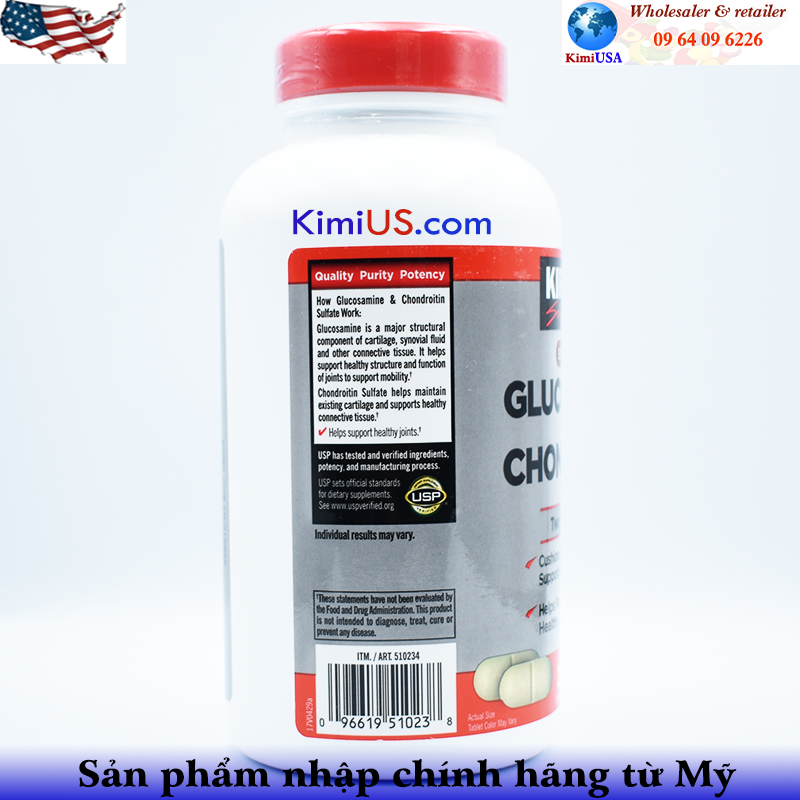 Viên uống hỗ trợ xương khớp Glucosamine Chondroitin Sulfate Kirkland 220 viên của Mỹ