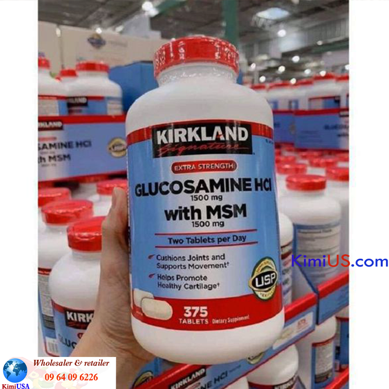 Glucosamine HCI 1500mg with MSM kirkland 375 viên - Viên uống bổ xương khớp của Mỹ.