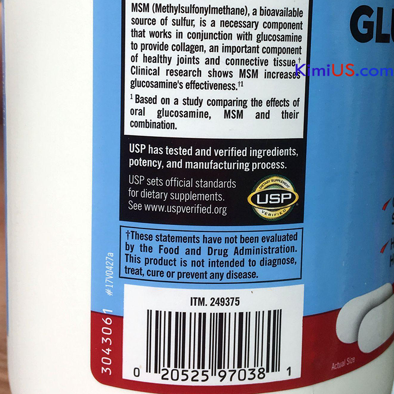  Glucosamine HCI 1500mg with MSM  kirkland 375 viên - Viên uống bổ xương khớp của Mỹ. 