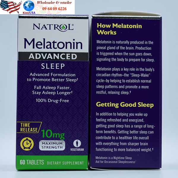  Natrol Melatonin 10mg 60 viên - Thuốc hỗ trợ mất ngủ, giúp ngủ ngon mỗi ngày của Mỹ 