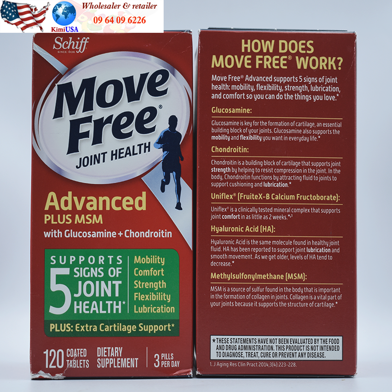 Schiff Move Free Advanced 120v Glucosamine + Chondroitin + MSM - Thuốc bổ xương khớp cao cấp từ Mỹ