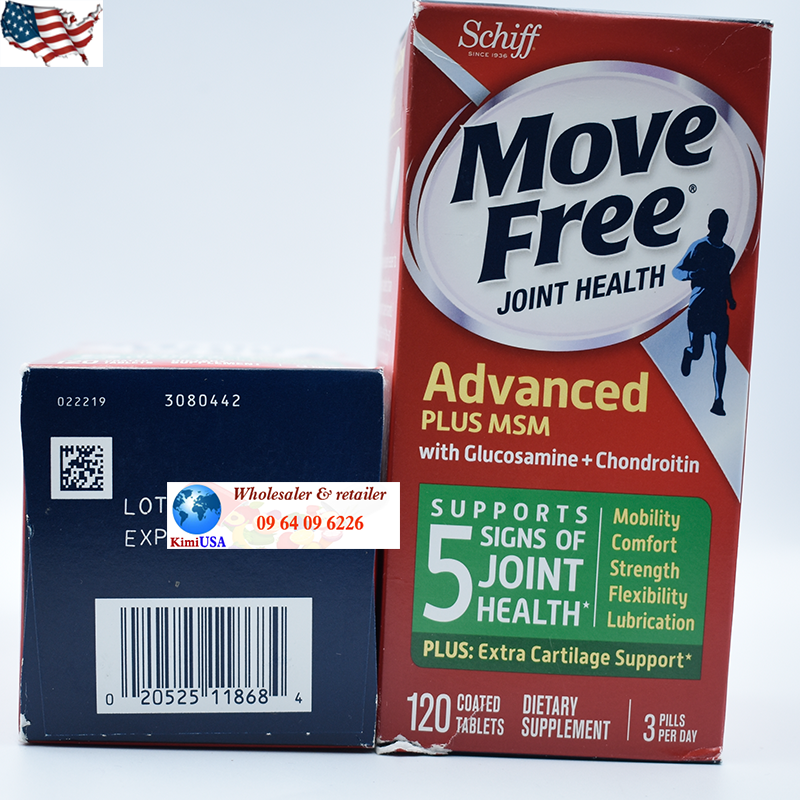 Schiff Move Free Advanced 120v Glucosamine + Chondroitin + MSM - Thuốc bổ xương khớp cao cấp từ Mỹ
