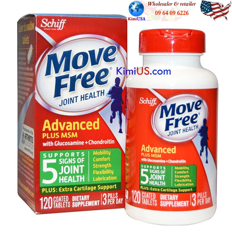 Schiff Move Free Advanced 120v Glucosamine + Chondroitin + MSM - Thuốc bổ xương khớp cao cấp từ Mỹ