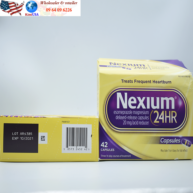 Nexium 20mg 24hr – Viên uống hỗ trợ điều trị viêm loét dạ dày, ợ nóng