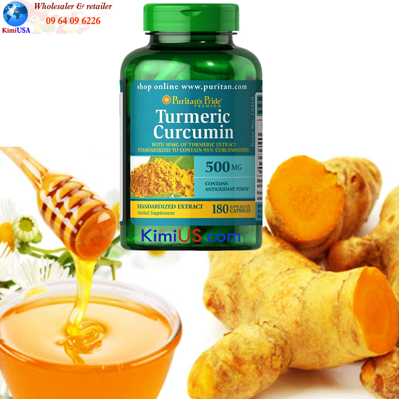  Tinh chất nghệ vàng Turmeric curcumin Puritan's Pride 500mg 180 viên của Mỹ 