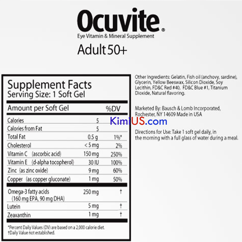 Viên uống bổ mắt cho người trên 50 tuổi - Ocuvite Adult 50+ 150 viên của Mỹ - GG