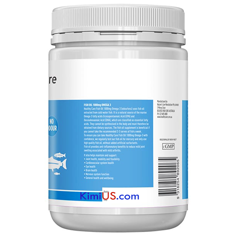 Dầu cá tự nhiên Fish Oil Omega-3 1000mg 400 viên của Healthy Care - Úc