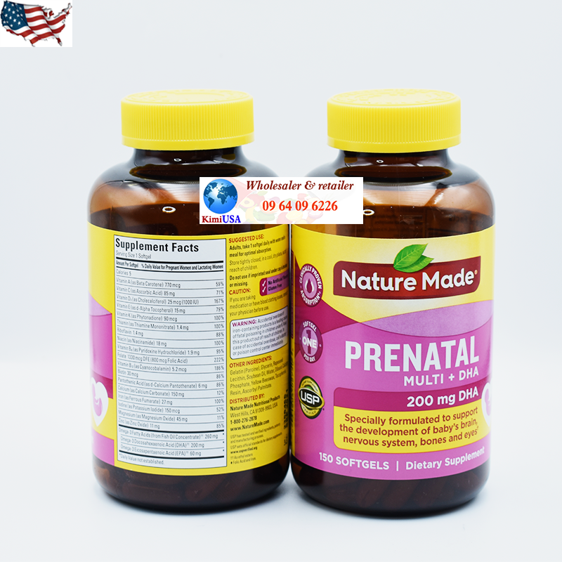 Prenatal Multi DHA Nature Made 150v - viên uống cho bà bầu của Mỹ (USA) - GG