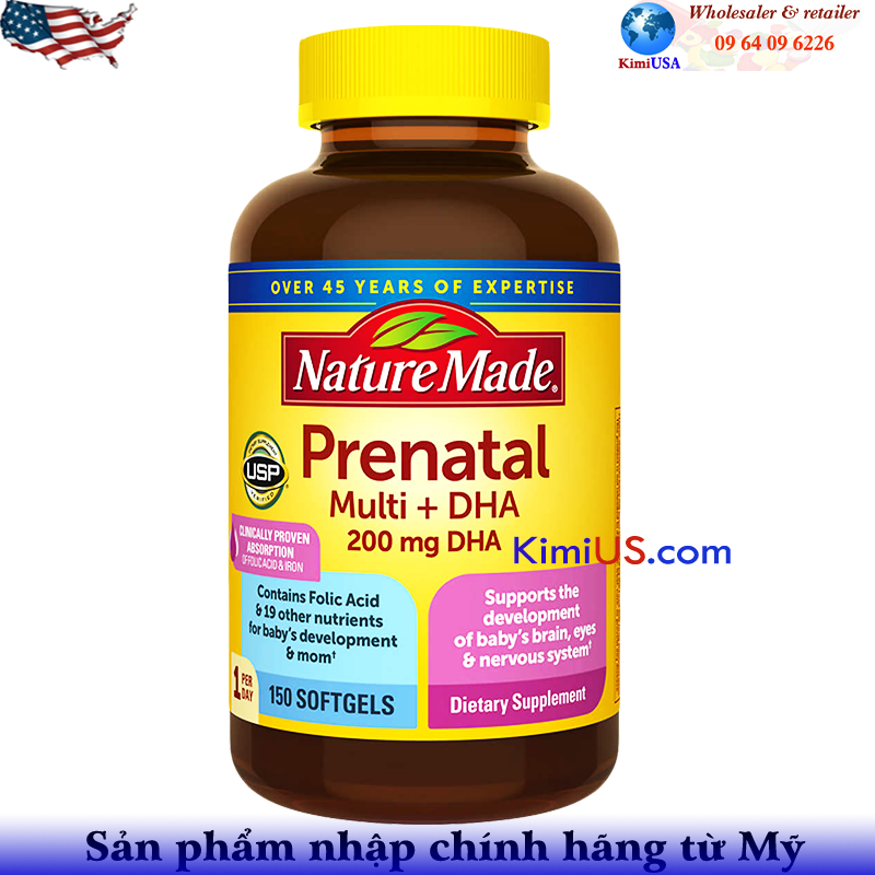  Prenatal Multi DHA Nature Made 150 viên - Viên uống cho phụ nữ mang thai của Mỹ 