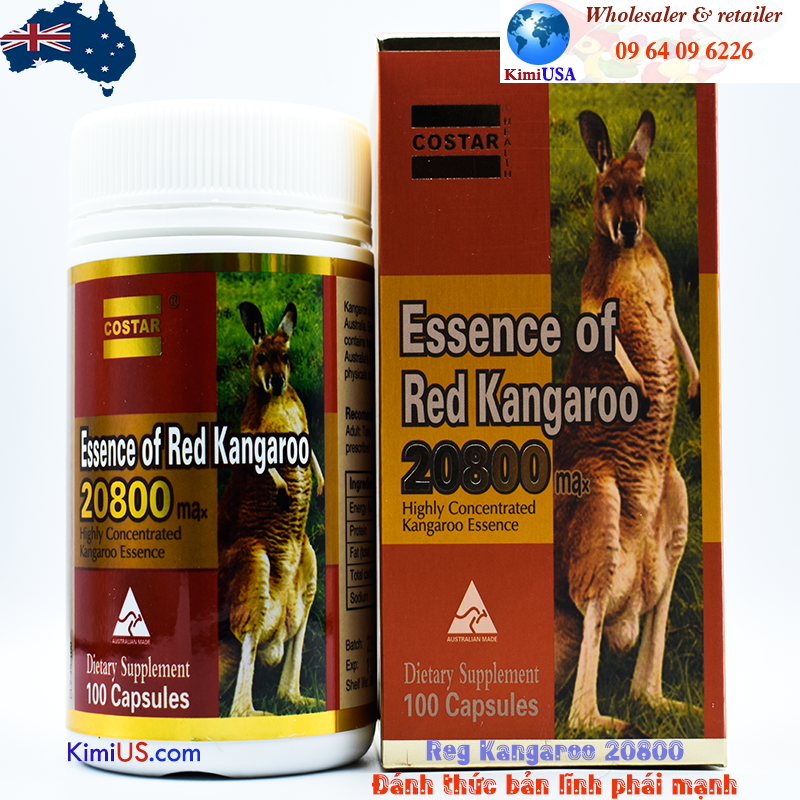  Essence Of Red Kangaroo 20800 Max  100v - Viên uống tăng cường SL nam của Úc - GG 