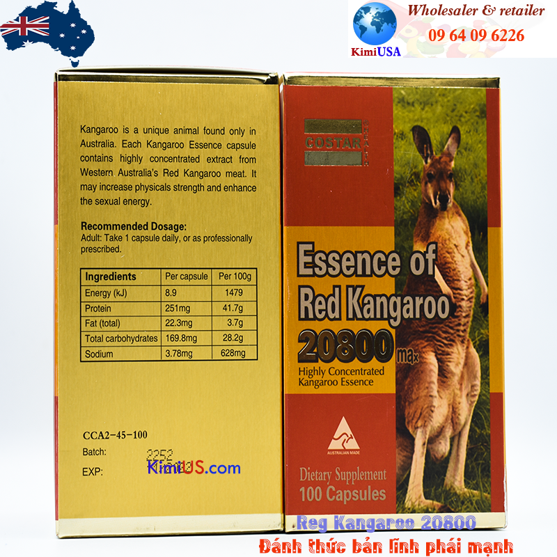 Viên uống tăng cường sinh lý nam giới của Úc - Essence Of Red Kangaroo 20800 Max 100v