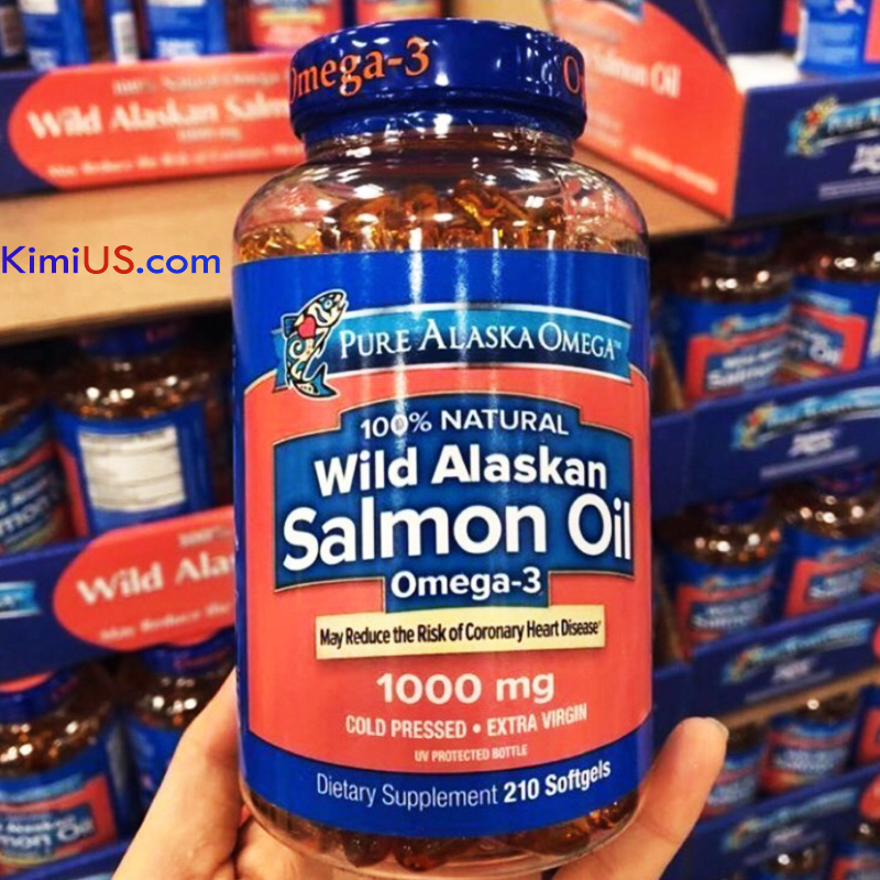Dầu cá hồi Pure Alaska Omega-3 Wild Salmon Oil 1000mg 210 viên của Mỹ - GG
