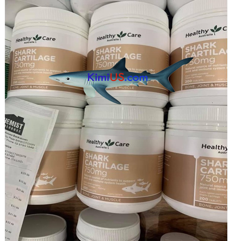 Vi sụn cá mập Shark Cartilage 750mg 200 viên Healthy Care của Úc