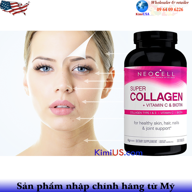 Super Collagen Neocell +C 6.000mg Type 1&3 360 Viên của Mỹ, giá tốt nhất