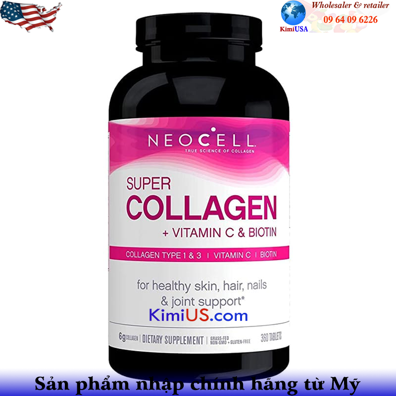  Super Collagen Neocell +C 6.000mg Type 1&3  360 Viên của Mỹ, giá tốt nhất 