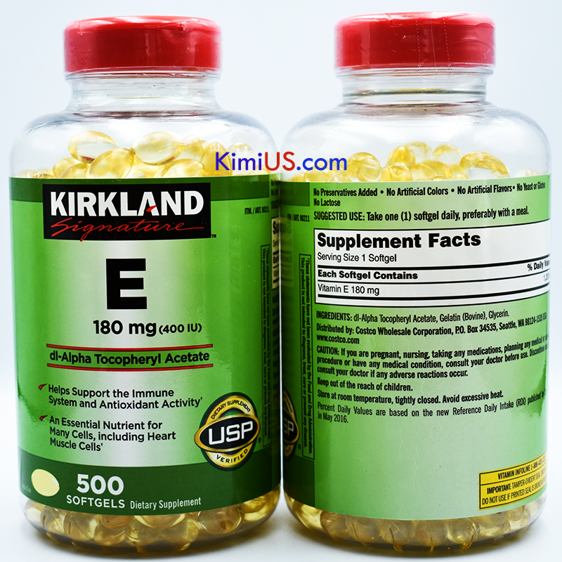 Vitamin E 400 I.U Kirkland 500v - giữ ẩm, làm sáng da của Mỹ - GG