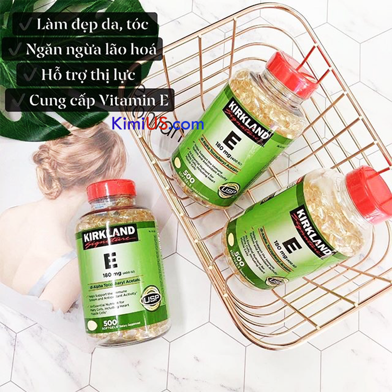 Vitamin E 400 I.U Kirkland 500v - giữ ẩm, làm sáng da của Mỹ - GG