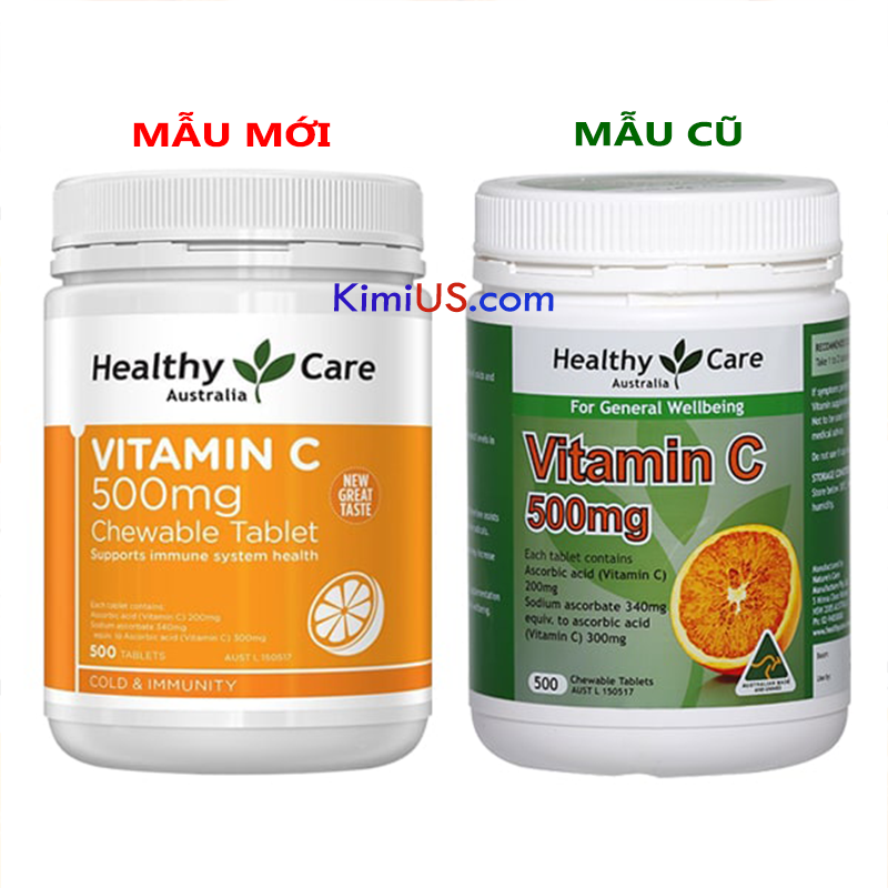 Viên nhai cam tự nhiên Vitamin C 500mg HealthyCare - Úc