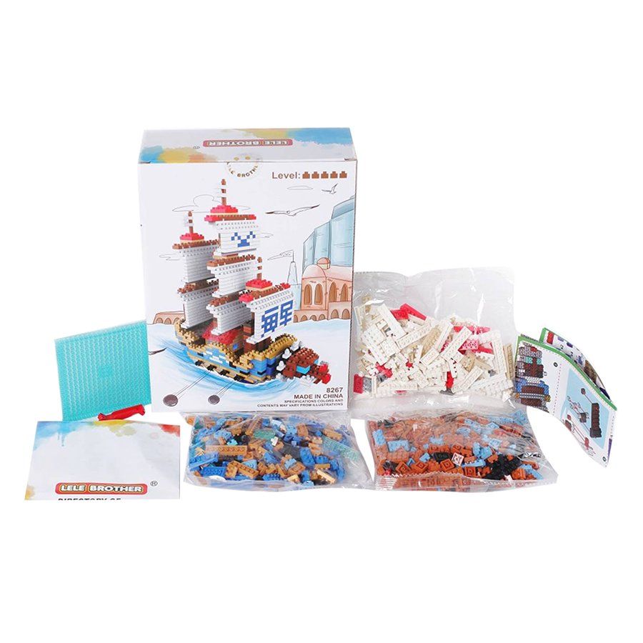 Bộ Lắp Ráp Tàu Chiến Đảo Hải Tặc Lele Brother One Piece Marine Warship 8267 (1060 Chi Tiết)