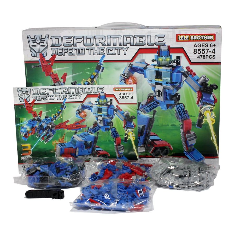 Bộ lắp ráp Robot biến hình Transformers Optimus Prime 3in1 Lele Brother 8557-4 (478 chi tiết)