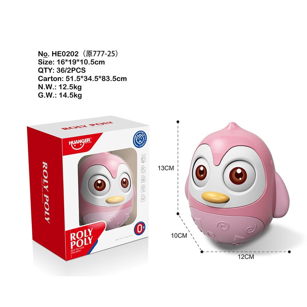 Đồ chơi lật đật chim cánh cụt hồng Huanger HE0202 (có âm thanh)