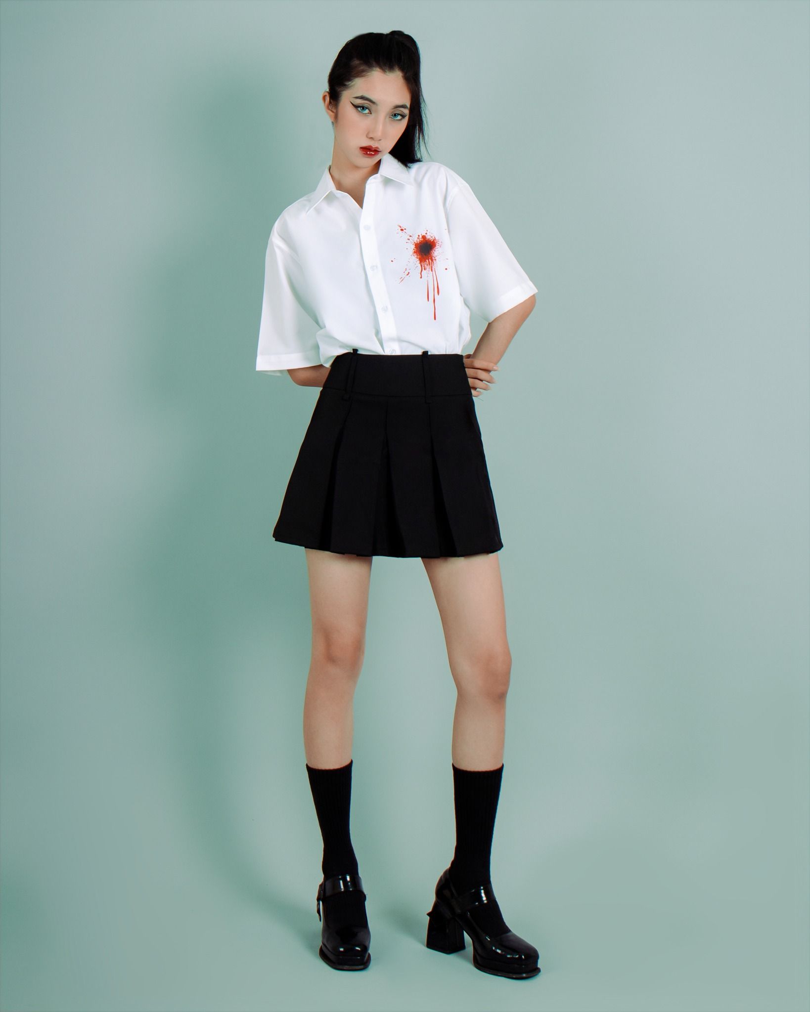 SƠ MI NGẮN TAY Heartshot *Trắng