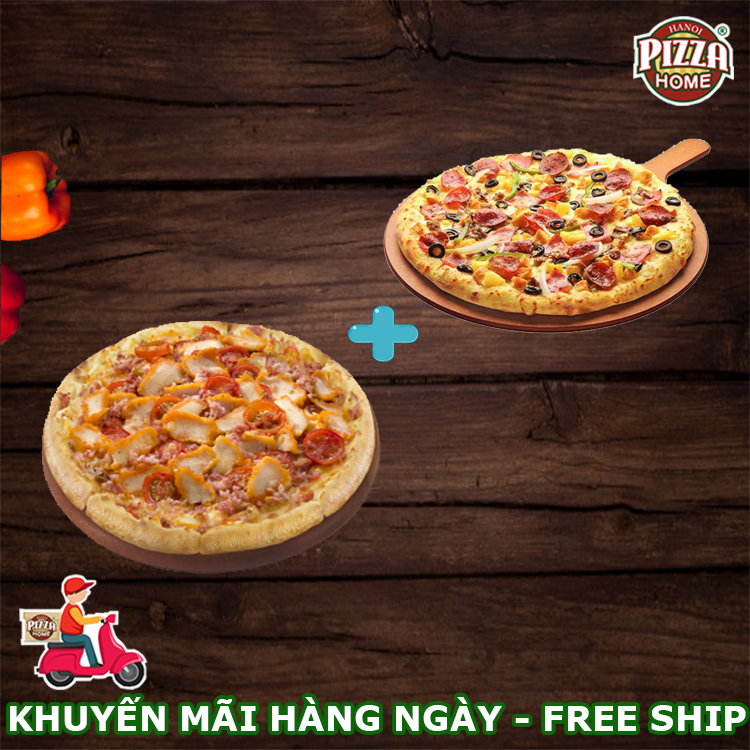 Combo thứ 6: pizza gà BBQ + pizza xúc xích