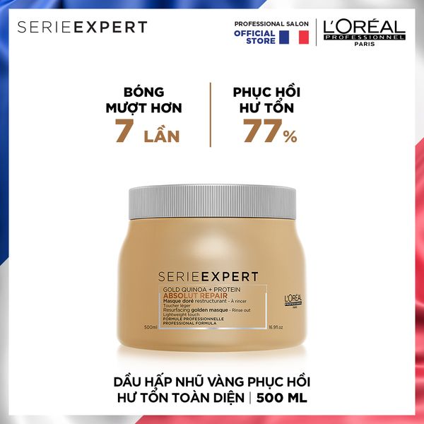 Dầu Hấp Nhũ Vàng Phục Hồi Hư Tổn Toàn Diện Serie Expert Absolut Repair Gold 500 Ml