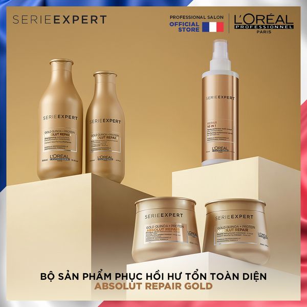 Xịt Dưỡng Đa Năng Phục Hồi Tóc Hư Tổn 10 Trong 1 Serie Expert Absolut Repair Gold 190 MLz