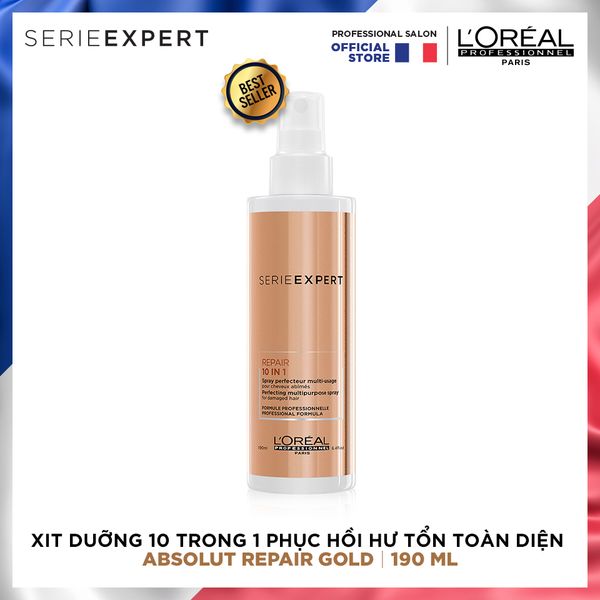 Xịt Dưỡng Đa Năng Phục Hồi Tóc Hư Tổn 10 Trong 1 Serie Expert Absolut Repair Gold 190 MLz