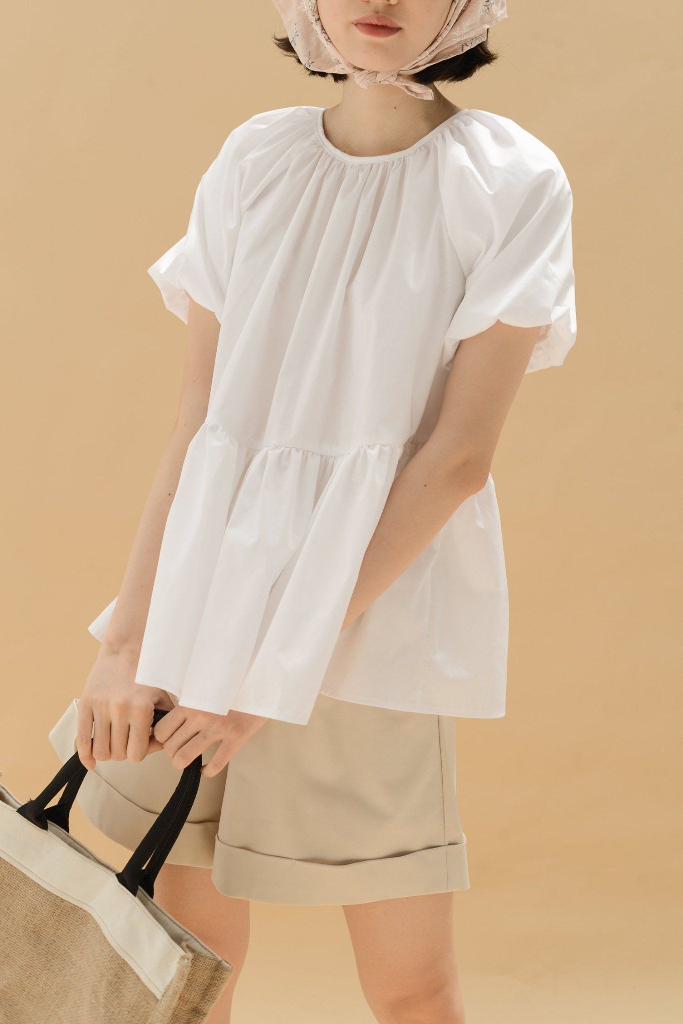 Áo baby doll nhún cổ nhún tay