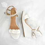  Giày cưới đế xuồng trắng đính hoa Sankayou trắng 9cm 