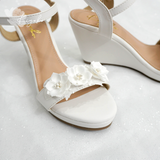  Giày cưới đế xuồng trắng đính hoa Sankayou trắng 9cm 
