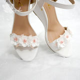  Giày cưới đế xuồng trắng đính hoa Sankayou hồng 9cm 