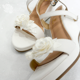  Giày cưới đế xuồng trắng đính hoa 