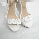  Giày cưới đế xuồng trắng đính hoa Sankayou trắng 11cm 