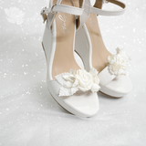 Giày cưới đế xuồng trắng đính hoa ngọc lan 11cm 