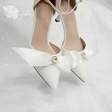  Giày cưới Kiyoko đính nơ satin đá - quai 7cm 