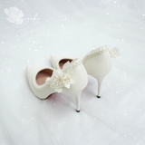  Giày cưới Kiyoko hở eo viền baby và hoa ngọc lan 