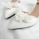 Giày cưới Kiyoko đính hoa xếp tầng gót nhọn 7cm 