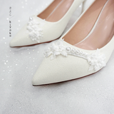  Giày cưới Kiyoko đính hoa tuyết anh cao 7cm 