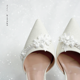  Giày cưới Kiyoko đính hoa tuyết anh 7cm có quai 
