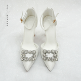  Giày cưới Kiyoko gót vuông đính đá chữ nhật siêu sáng 