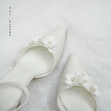  Giày cưới Kiyoko gót vuông có quai đính hoa Sankayou 