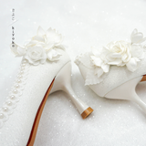  Giày cưới Kiyoko hở eo 7cm viền baby và hoa ngọc lan 